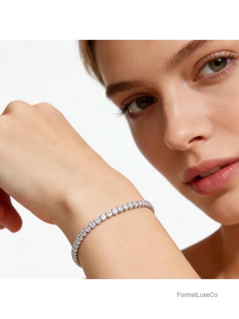 3-Pack Silver Rhinestone Tennis Bracelets Women Hollow Wavy Design Secure Clasp